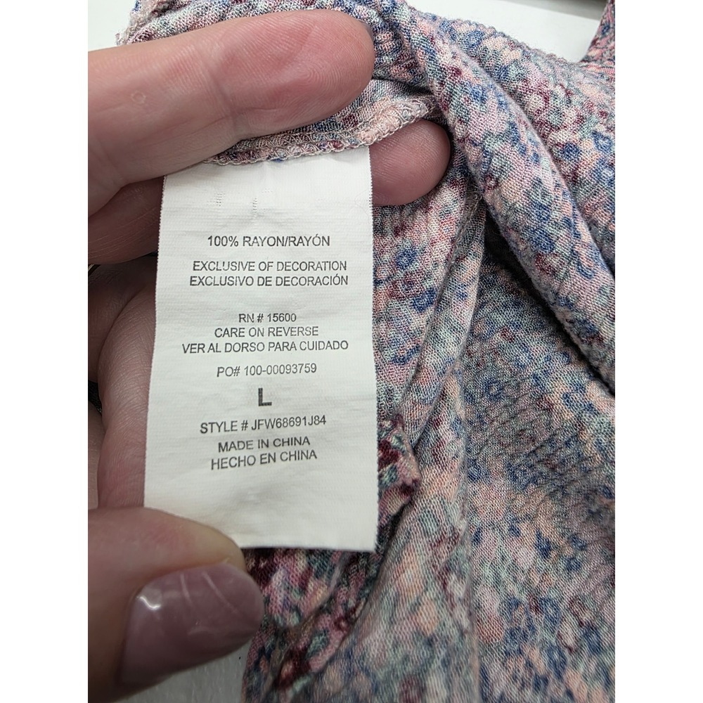 Peasant Blouse Pink Blue Boho Flowy Floral Print Lightweight Charming - Picture 4 of 8